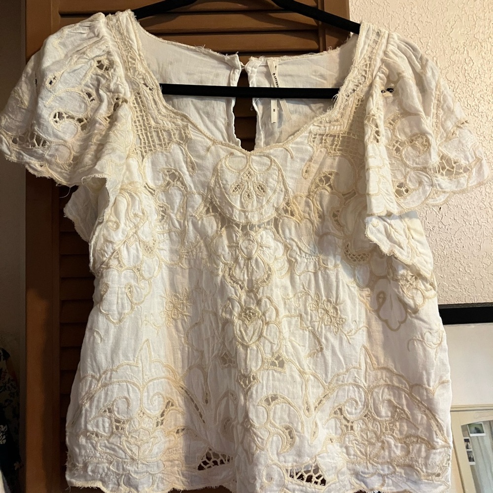 Anthropologie Elegant Cream Lace Blouse